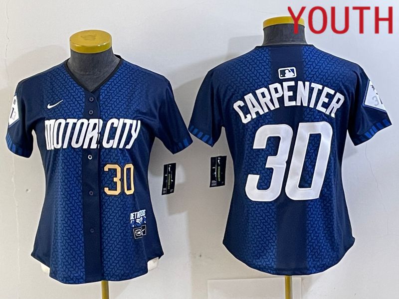 Youth Detroit Tigers #30 Carpenter Blue City Edition Nike 2024 MLB Jersey style 3